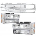 Chevy Suburban 1994-1999 Chrome Grille and Euro Headlights Set