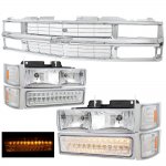 1998 Chevy 1500 Pickup Chrome Grille and Headlights LED Bumper Lights