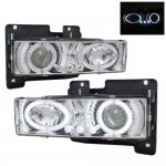 1991 GMC Sierra 2500 Clear Projector Headlights with Halo and LED