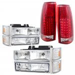 1995 GMC Sierra 3500 Headlights and LED Tail Lights Red Clear