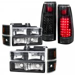 1995 Chevy 1500 Pickup Black Headlights and LED Tail Lights