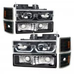 1997 Chevy 1500 Pickup Black LED DRL Headlights and Bumper Lights