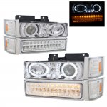 Chevy 2500 Pickup 1994-1998 Clear Halo Headlights and LED Bumper Lights