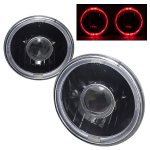1972 VW Beetle Red Halo Black Sealed Beam Projector Headlight Conversion