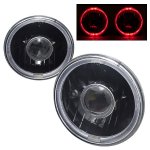 1977 GMC Truck Red Halo Black Sealed Beam Projector Headlight Conversion