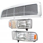 1996 Dodge Ram 3500 Chrome Grille and Headlights with LED Corner Lights