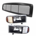 1995 Dodge Ram Black Grille and Headlights with LED Corner Lights