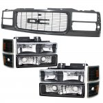 1999 GMC Sierra 3500 Black Grille and Headlights Set