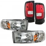 1994 Dodge Ram 2500 Clear Headlights and LED Tail Lights Red Clear