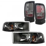 1996 Dodge Ram 3500 Black Headlights and Smoked LED Tail Lights