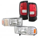 1994 Dodge Ram 2500 Clear Headlights with LED Corner Lights and LED Tail Lights Red Clear