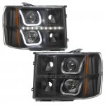 2011 GMC Sierra Black Halo Bar Projector Headlights LED DRL