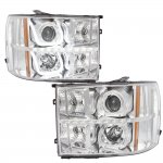 GMC Sierra 2007-2013 Chrome Halo Bar Projector Headlights LED DRL