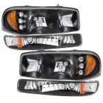 2005 GMC Sierra Black LED DRL Headlights and Bumper Lights