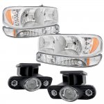 2000 GMC Yukon Chrome LED DRL Headlights Set and Projector Fog Lights