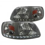 1997 Ford Expedition Smoked LED DRL Headlights One Piece