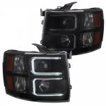 2014 Chevy Silverado 2500HD LED DRL Projector Headlights Black Smoked