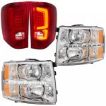 2007 Chevy Silverado Clear LED DRL Headlights and Signature LED Tail Lights Red