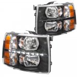 2007 Chevy Silverado 2500HD Black LED DRL Headlights