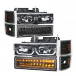 1994 Chevy 1500 Pickup Black DRL Headlights and LED Bumper Lights