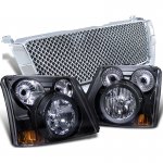 2003 Chevy Avalanche Chrome Mesh Grille and Black Headlight Conversion Kit