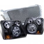 2005 Chevy Silverado Chrome Mesh Grille and Black Headlight Conversion Kit