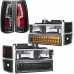 1994 Chevy 1500 Pickup Black Headlights LED DRL and Custom LED Tail Lights