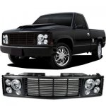 1992 Chevy 2500 Pickup Black Billet Grille and Headlight Conversion Kit