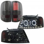 Ford F150 2004-2008 Smoked LED DRL Halo Projector Headlights and LED Tail Lights