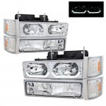 1996 Chevy 1500 Pickup Clear LED DRL Headlights and Bumper Lights