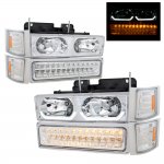 GMC Sierra 1994-1998 Clear DRL Headlights and LED Bumper Lights