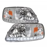 1998 Ford Expedition Clear Crystal Headlights LED DRL