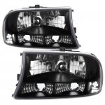 2000 Dodge Durango Black Clear One Piece Headlights