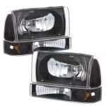 2002 Ford Excursion Black Headlights Bumper Lights and Corner Lights