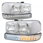 2005 GMC Sierra Chrome Clear Headlights and LED Bumper Lights DRL