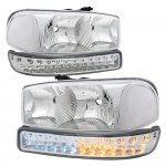 2005 GMC Sierra 3500 Chrome Clear Headlights and LED Bumper Lights DRL