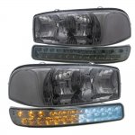 2005 GMC Sierra Smoked Clear Headlights and LED Bumper Lights DRL