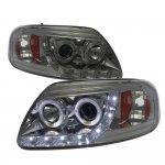 1998 Ford Expedition Smoked LED DRL Projector Headlights with Halo