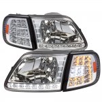 1997 Ford Expedition Clear Euro Headlights and LED Corner Lights Set