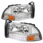 2001 Dodge Dakota Clear Euro Headlights with LED Signal Lights