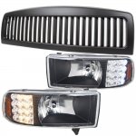 1997 Dodge Ram 3500 Black Vertical Grille and Headlights with LED Signal