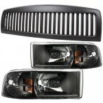 1995 Dodge Ram Black Vertical Grille and Headlights