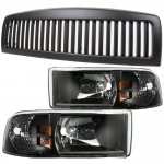 1996 Dodge Ram 3500 Black Vertical Grille and Headlights