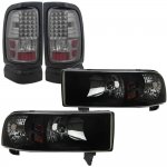 1995 Dodge Ram 2500 Black Tinted Headlights and Smoked LED Tail Lights