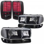 2004 GMC Yukon Black Clear Headlights Set and LED Tail Lights