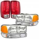 2000 GMC Yukon Headlights and LED Tail Lights Red Clear