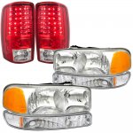 2001 GMC Yukon XL Clear Headlights Set and LED Tail Lights Red Clear