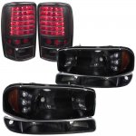 2001 GMC Yukon Black Smoked LED DRL Headlights Set and LED Tail Lights