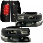 2001 Chevy Silverado 1500HD Black Smoked Headlights Set and LED Tail Lights