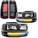 Chevy Silverado 2500 1999-2002 Black Headlights LED DRL and LED Tail Lights